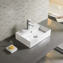 Lavabo|Silla Global Vasque à poser rectangulaire, céramique 50x35x12 cm Blanc