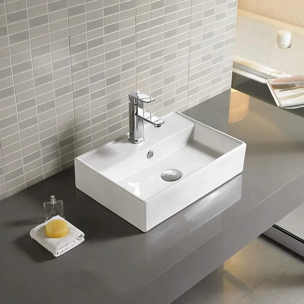 Lavabo|Silla Global Vasque à poser rectangulaire, céramique 50x35x12 cm Blanc