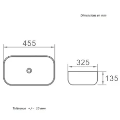 Vasque À Poser|Stano Vasque à poser rectangulaire en ceramique CUARTO 3 coloris 45.5 x 32.5 cm Blanc lisere noir