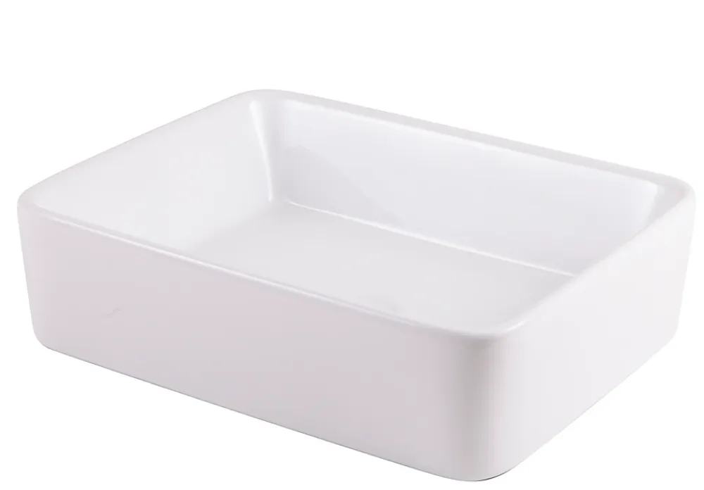 GoodHome Vasque à poser rectangulaire céramique blanche Surma