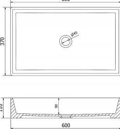 Lavabo|Silla Global Vasque à poser rectangulaire, céramique 60x37x11 cm Blanc