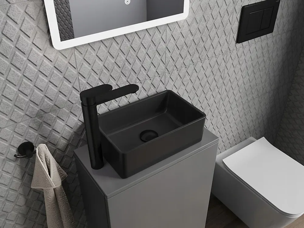 Lavabo|Silla Global Vasque à poser rectangulaire, céramique 36,5x23,5x12 cm Noir