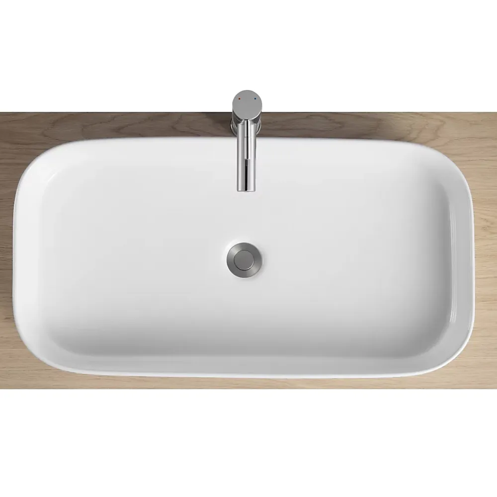 Vasque À Poser|Homesight Vasque à poser rectangulaire céramique blanc brillant l.45 x H.13 cm Josy