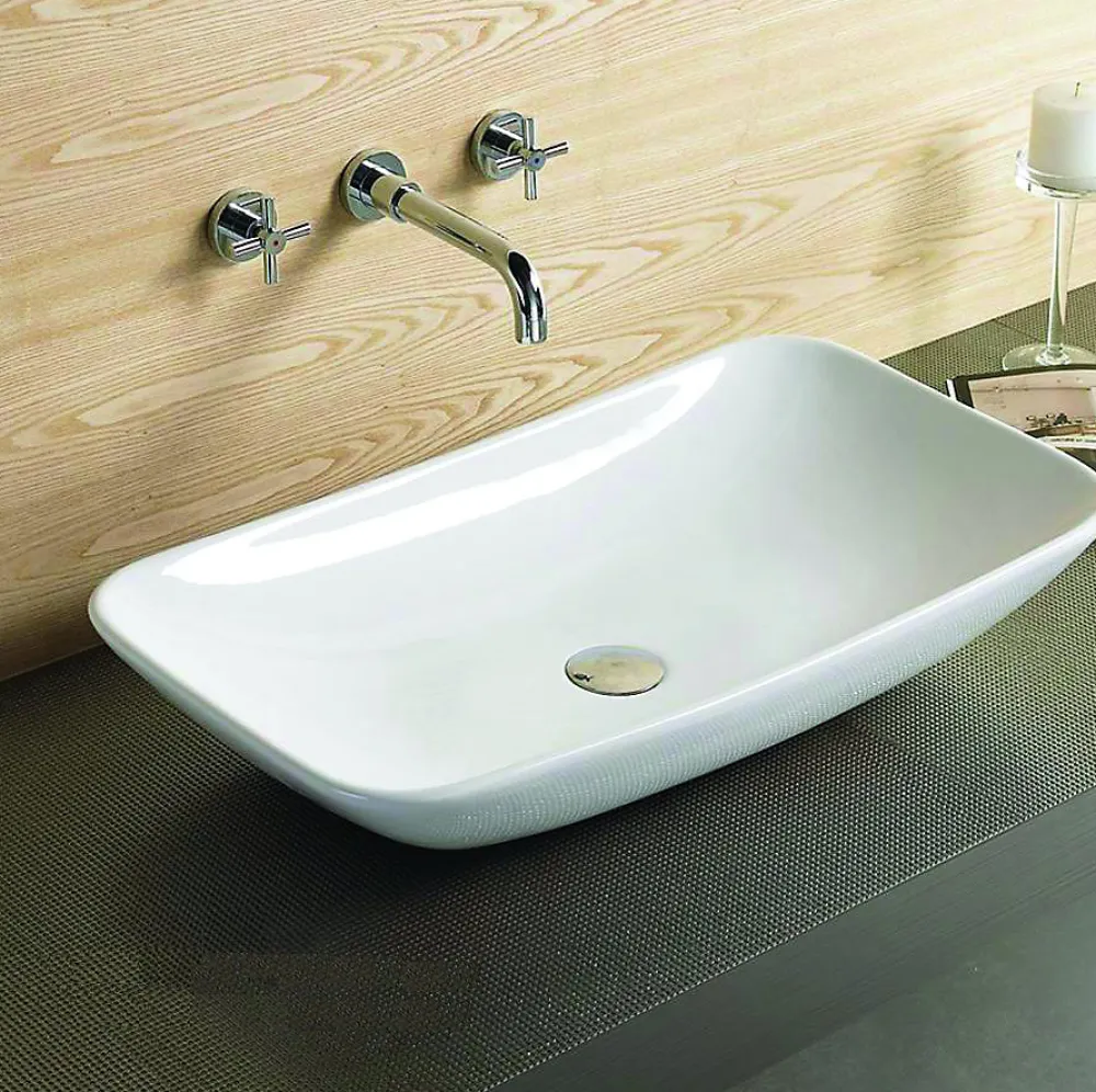 Silla Global Vasque à poser rectangulaire, céramique 60x38x10 cm Blanc
