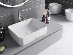 Lavabo|Silla Global Vasque à poser rectangulaire, céramique 48x37x13 cm Blanc