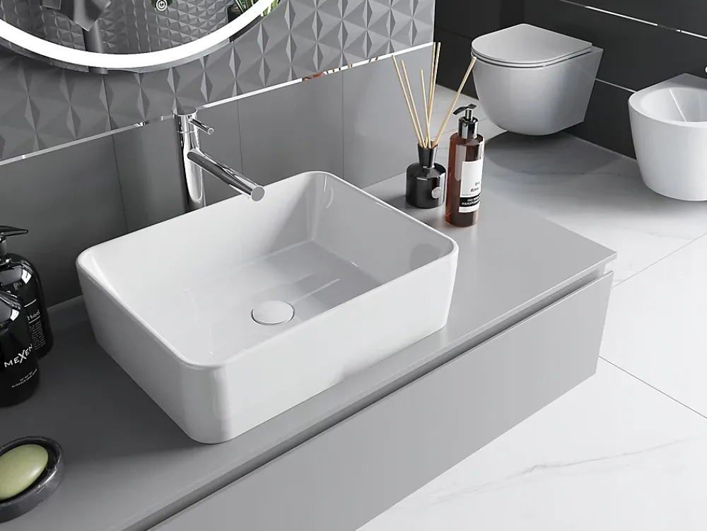 Lavabo|Silla Global Vasque à poser rectangulaire, céramique 48x37x13 cm Blanc