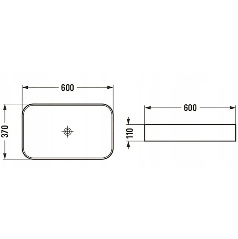 Lavabo|Silla Global Vasque à poser rectangulaire, céramique 60x37x11 cm Blanc