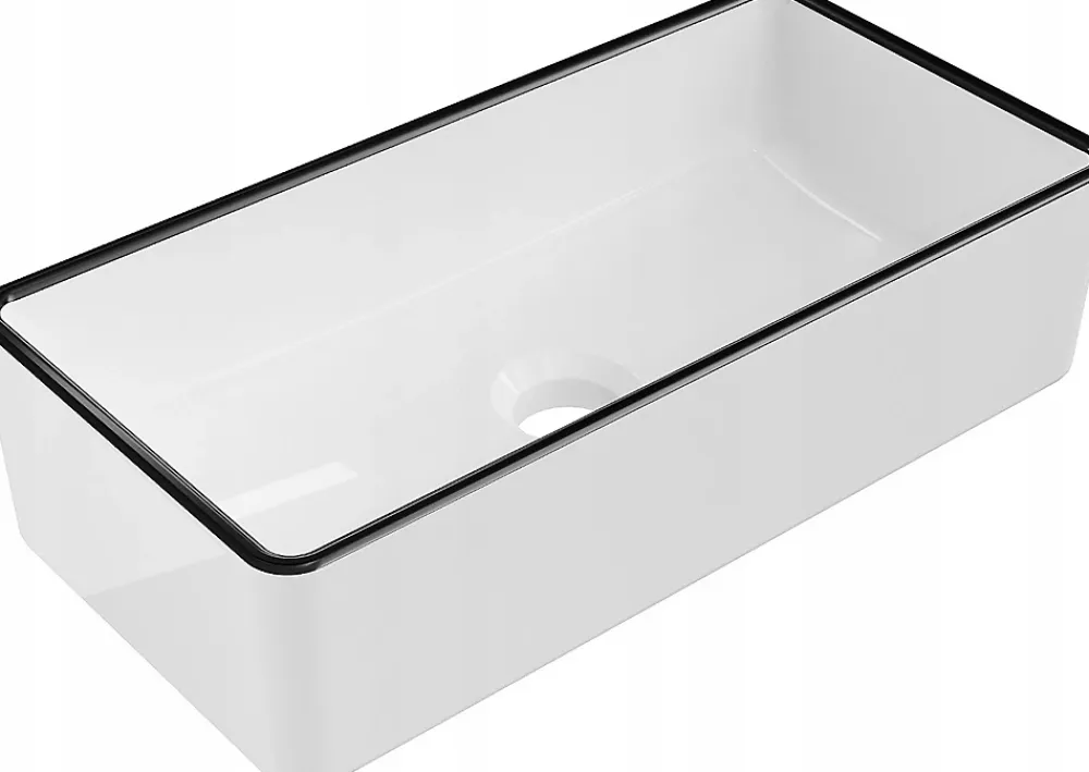 Lavabo|Silla Global Vasque à poser rectangulaire, céramique 46,5x23,5x12 cm Blanc/Noir
