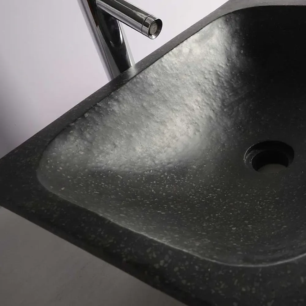 Vasque À Poser|Autres Vasque à poser rectangulaire noire en Terrazzo pour salle de bain design