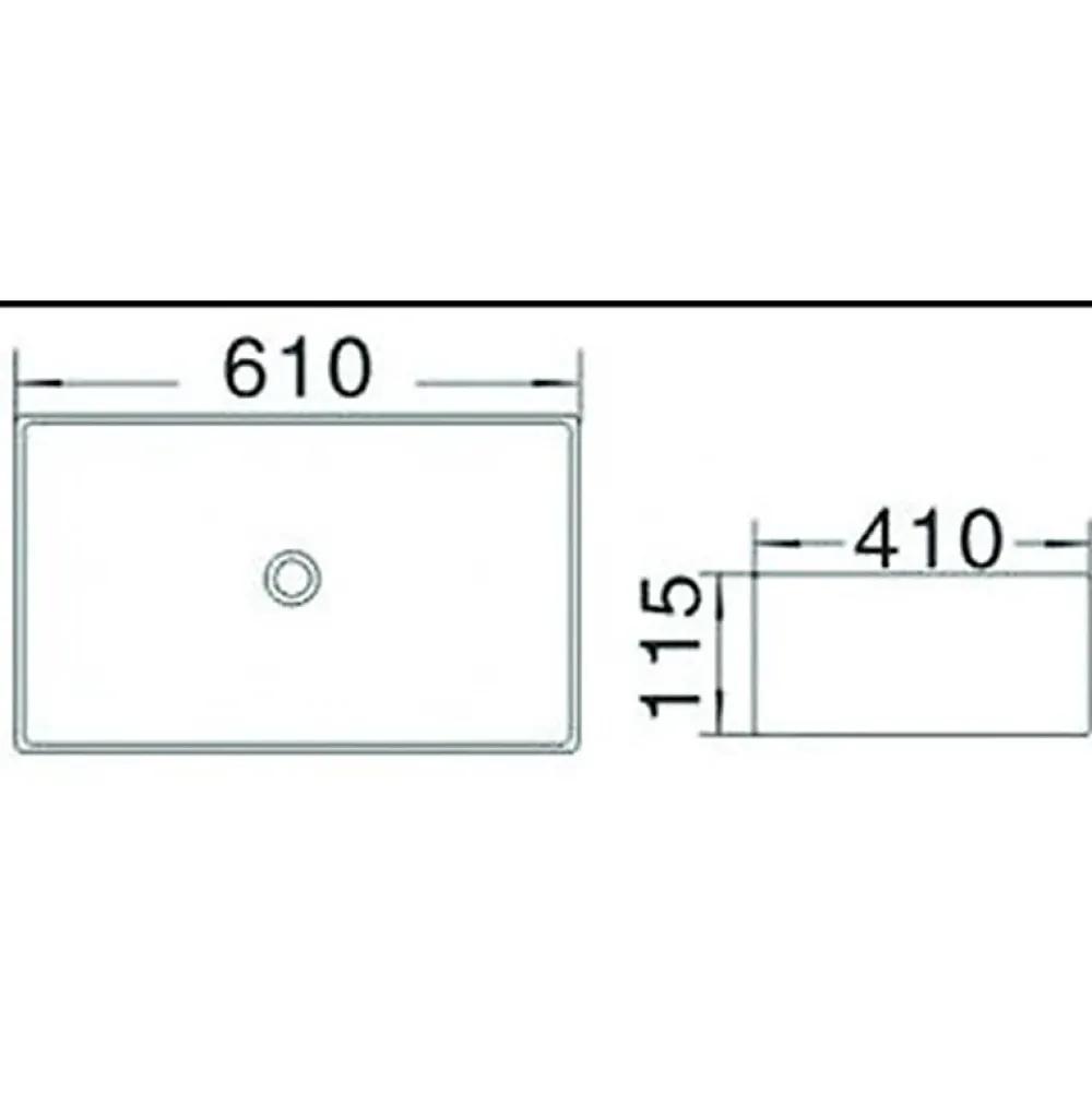 Silla Global Vasque à poser rectangulaire, céramique 61x41x11,5 cm Blanc