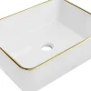 Lavabo|Silla Global Vasque à poser rectangulaire, céramique 48x37x13 cm Blanc/or