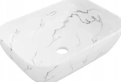Lavabo|Silla Global Vasque à poser rectangulaire, céramique 45,5x32,5x13,5 cm Blanc/gris