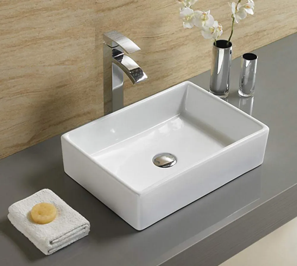 Silla Global Vasque à poser rectangulaire, céramique 47x33x12 cm, Blanc
