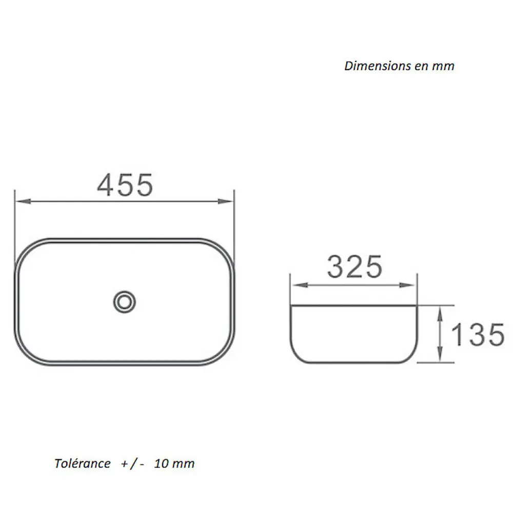 Stano Vasque à poser rectangulaire en ceramique CUARTO 3 coloris 45.5 x 32.5 cm Blanc brillant