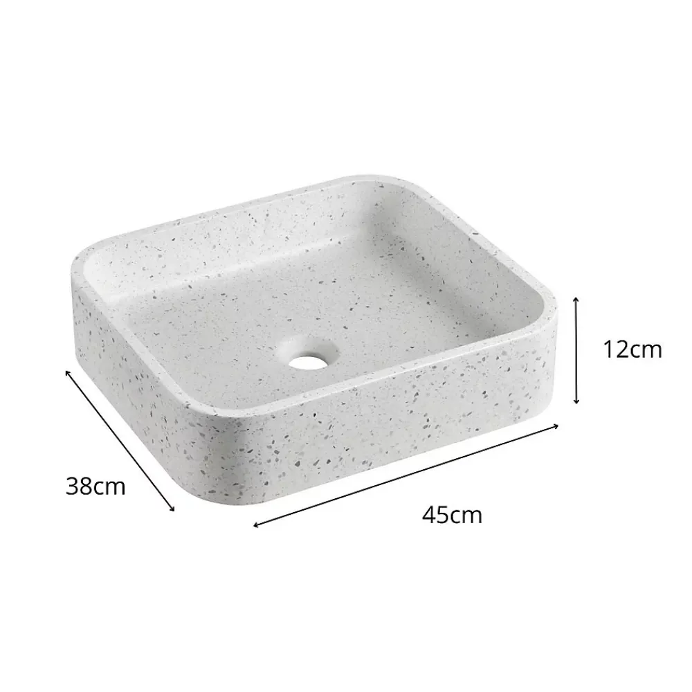 Mob-In Vasque à poser rectangulaire en terrazzo 45x38cm