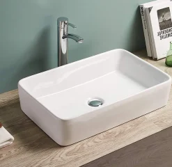 Silla Global Vasque à poser rectangulaire, céramique 58,5x37x12,5 cm Blanc