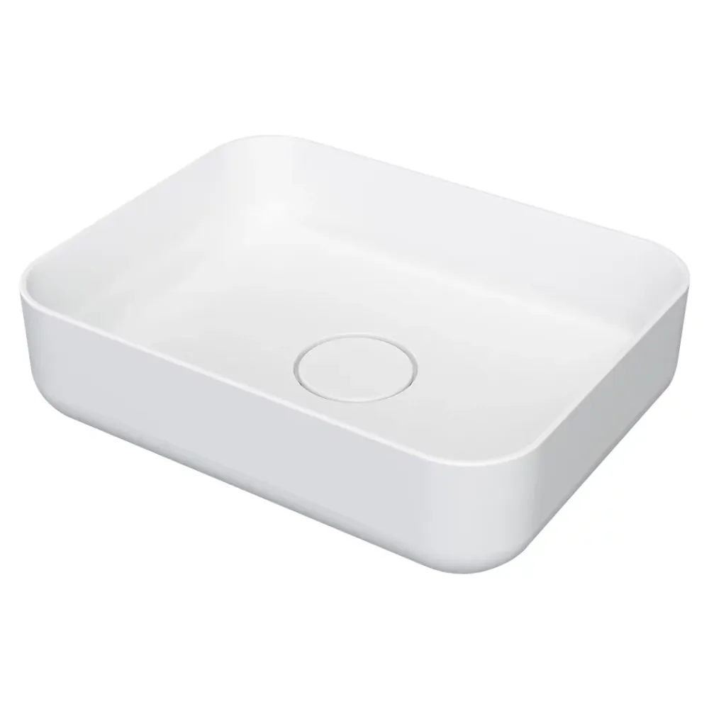 Vasque À Poser|GoodHome Vasque à poser rectangulaire en résine blanc Tekapo