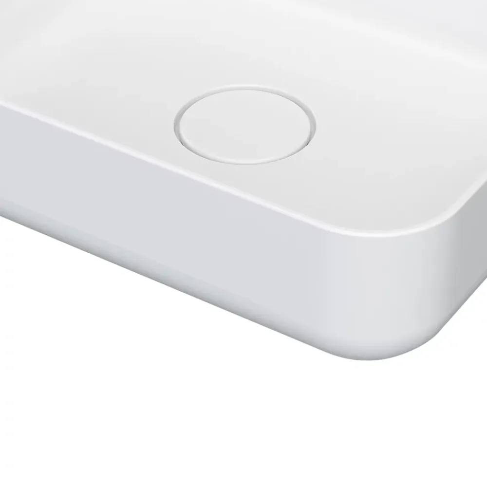 Vasque À Poser|GoodHome Vasque à poser rectangulaire en résine blanc Tekapo