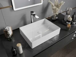 Silla Global Vasque à poser rectangulaire, céramique 51x37x11 cm Blanc