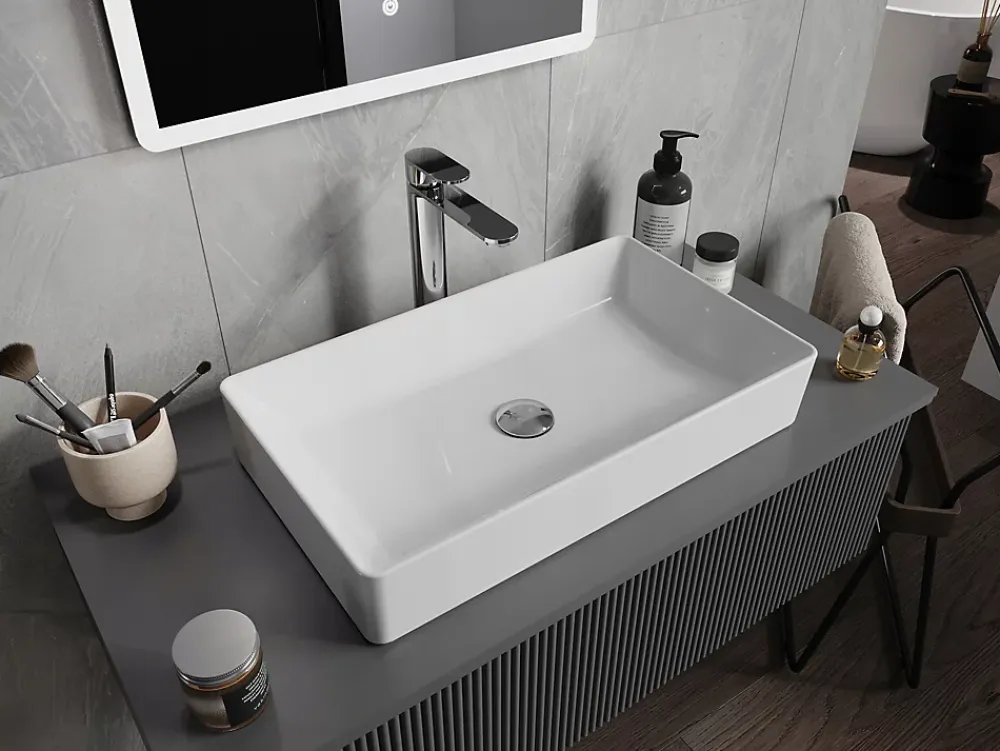 Silla Global Vasque à poser rectangulaire, céramique 62x35,5x11,5 cm Blanc