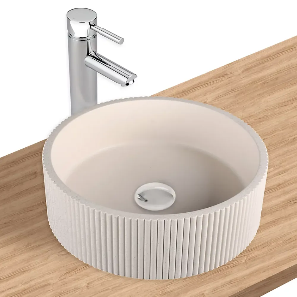 Vasque À Poser|Homesight Vasque à poser ronde béton beige Ø37 x H.12 cm Balte