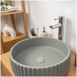 Mob-In Vasque à poser ronde béton texturé vert 39,8cm