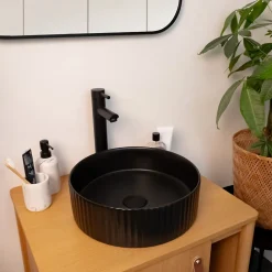 Vasque À Poser|Homesight Vasque à poser ronde céramique noir mat Ø36 x H.12 cm Linea