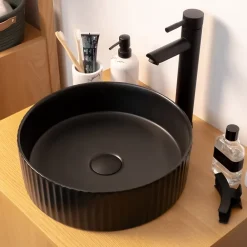 Vasque À Poser|Homesight Vasque à poser ronde céramique noir mat Ø36 x H.12 cm Linea