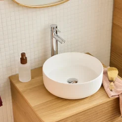 Homesight Vasque à poser ronde céramique blanc mat Ø36 x H.12 cm Romeo