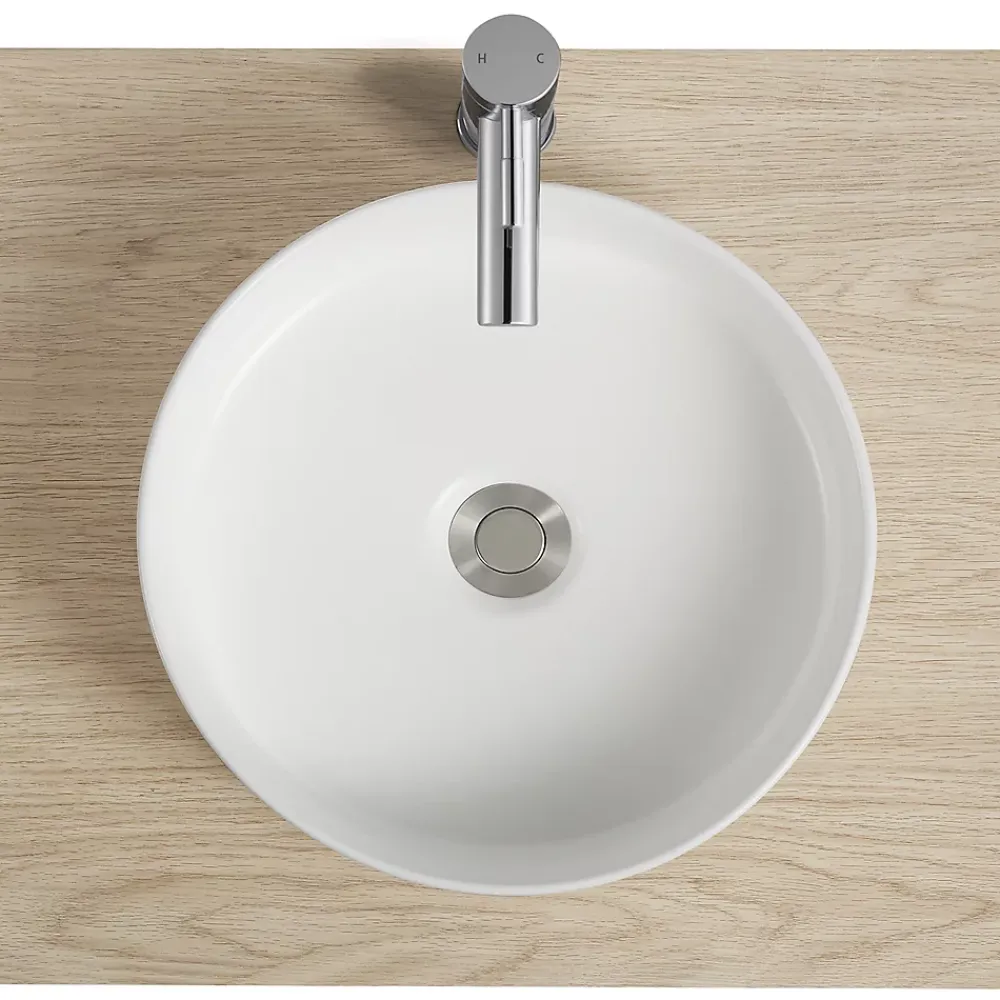Homesight Vasque à poser ronde céramique blanc mat Ø36 x H.12 cm Romeo