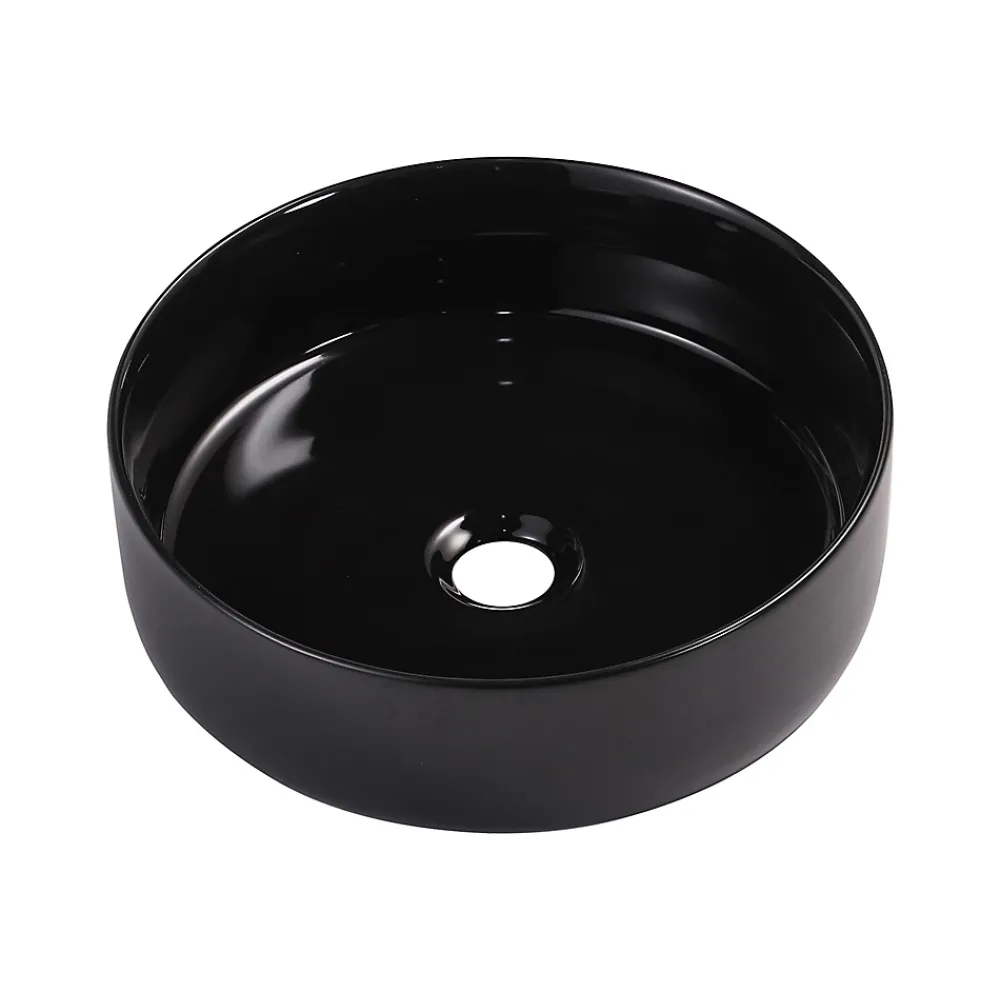 Vasque À Poser|Homesight Vasque à poser ronde céramique noir mat et brillant Ø36 x H.12 cm Romeo