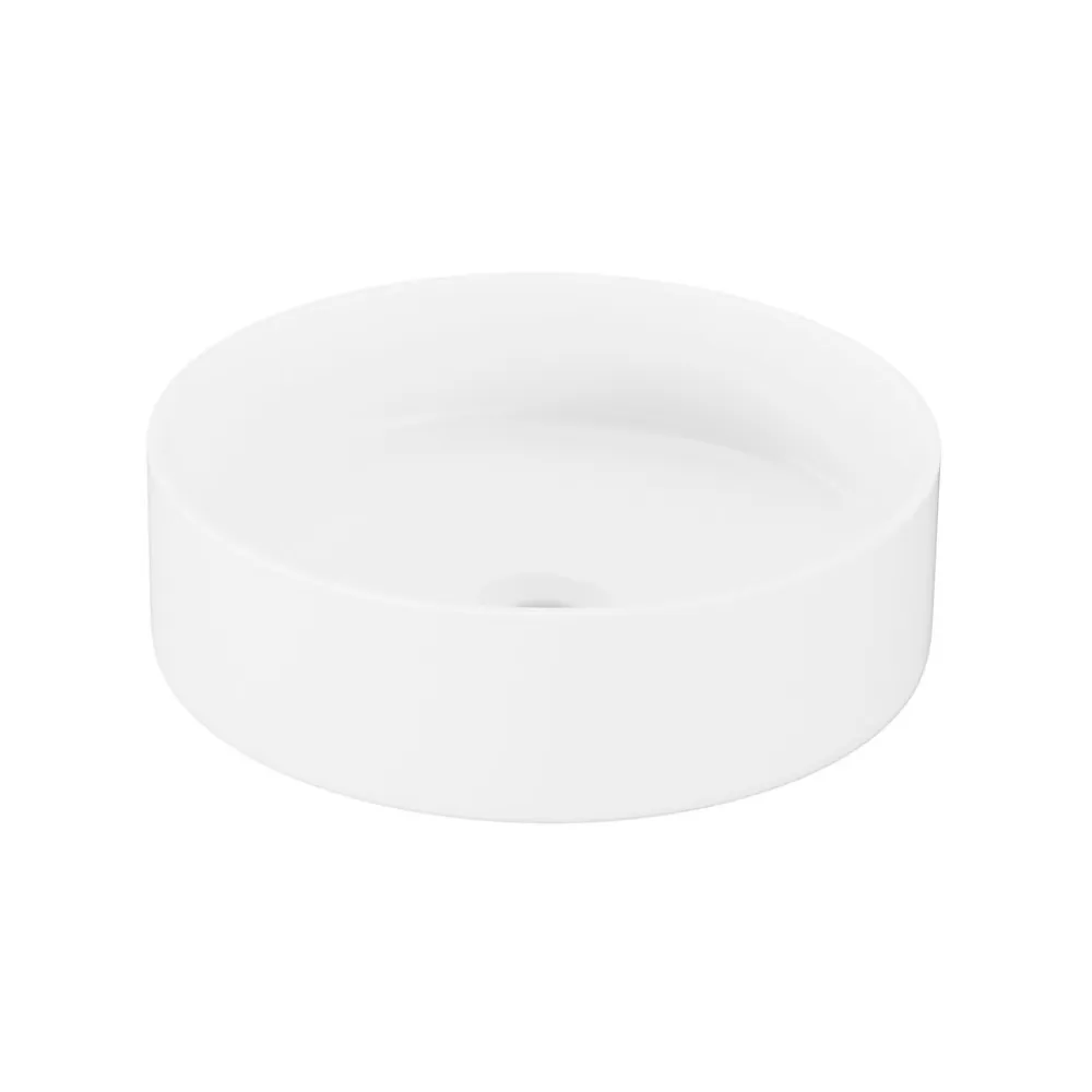 GoodHome Vasque à poser ronde céramique blanc mat Samal