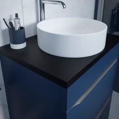 GoodHome Vasque à poser ronde céramique blanc mat Samal