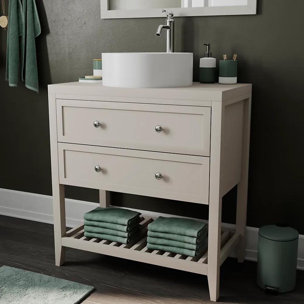 GoodHome Vasque à poser ronde céramique blanc mat Samal