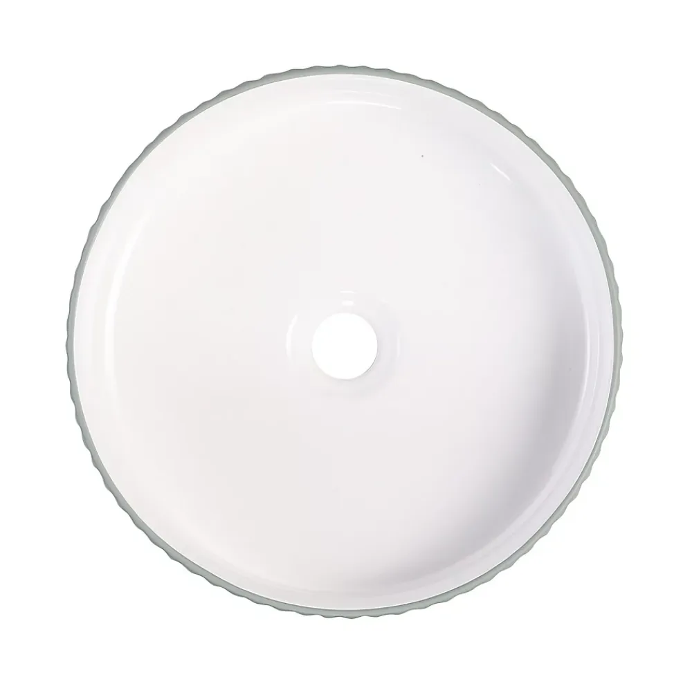 Homesight Vasque à poser ronde céramique vert sauge mat et brillant Ø36 x H.12 cm Linea
