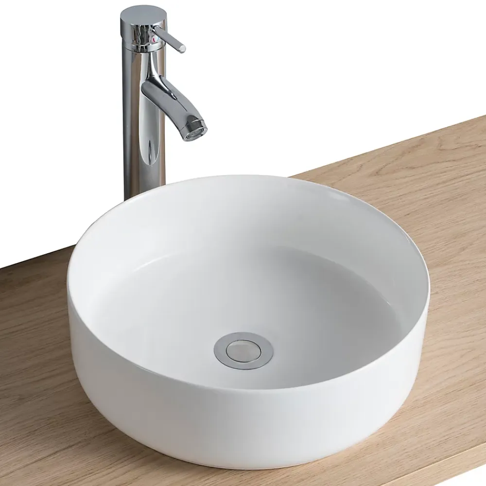 Vasque À Poser|Homesight Vasque à poser ronde céramique blanc brillant Ø36 x H.12 cm Romeo