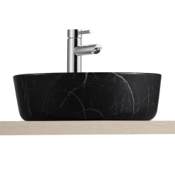 Vasque À Poser|Homesight Vasque à poser ronde céramique imitation marbre noir Lou
