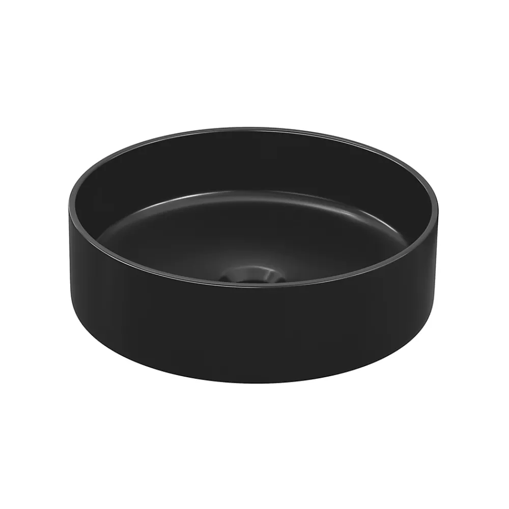 Vasque À Poser|GoodHome Vasque à poser ronde céramique noir mat Samal