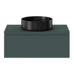 Vasque À Poser|GoodHome Vasque à poser ronde céramique noir mat Samal