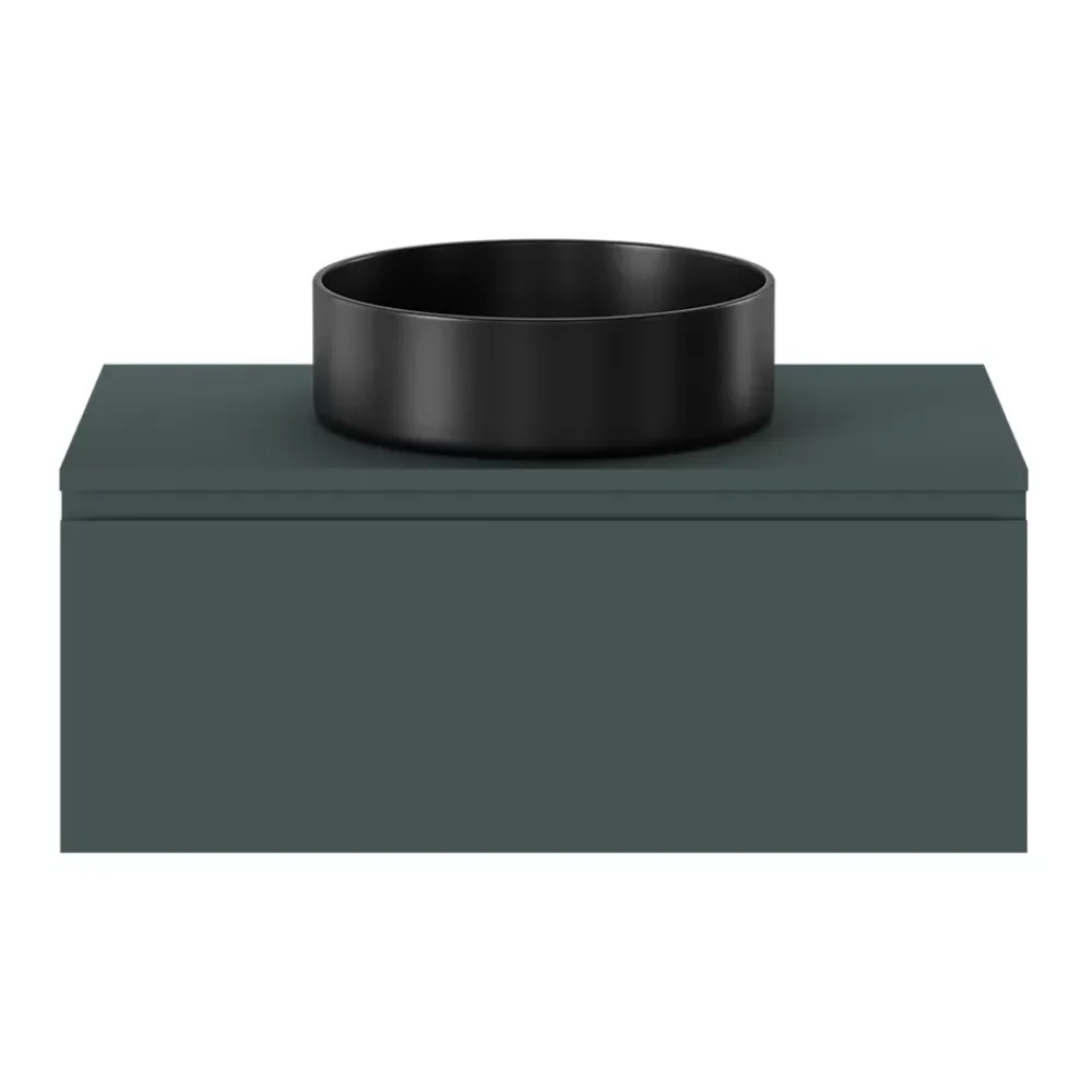Vasque À Poser|GoodHome Vasque à poser ronde céramique noir mat Samal