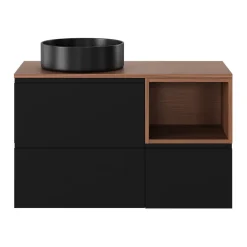 Vasque À Poser|GoodHome Vasque à poser ronde céramique noir mat Samal