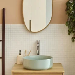 Homesight Vasque à poser ronde céramique vert sauge Ø36 x H.12 cm Romeo