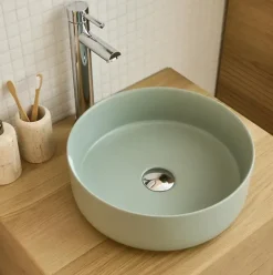 Homesight Vasque à poser ronde céramique vert sauge Ø36 x H.12 cm Romeo