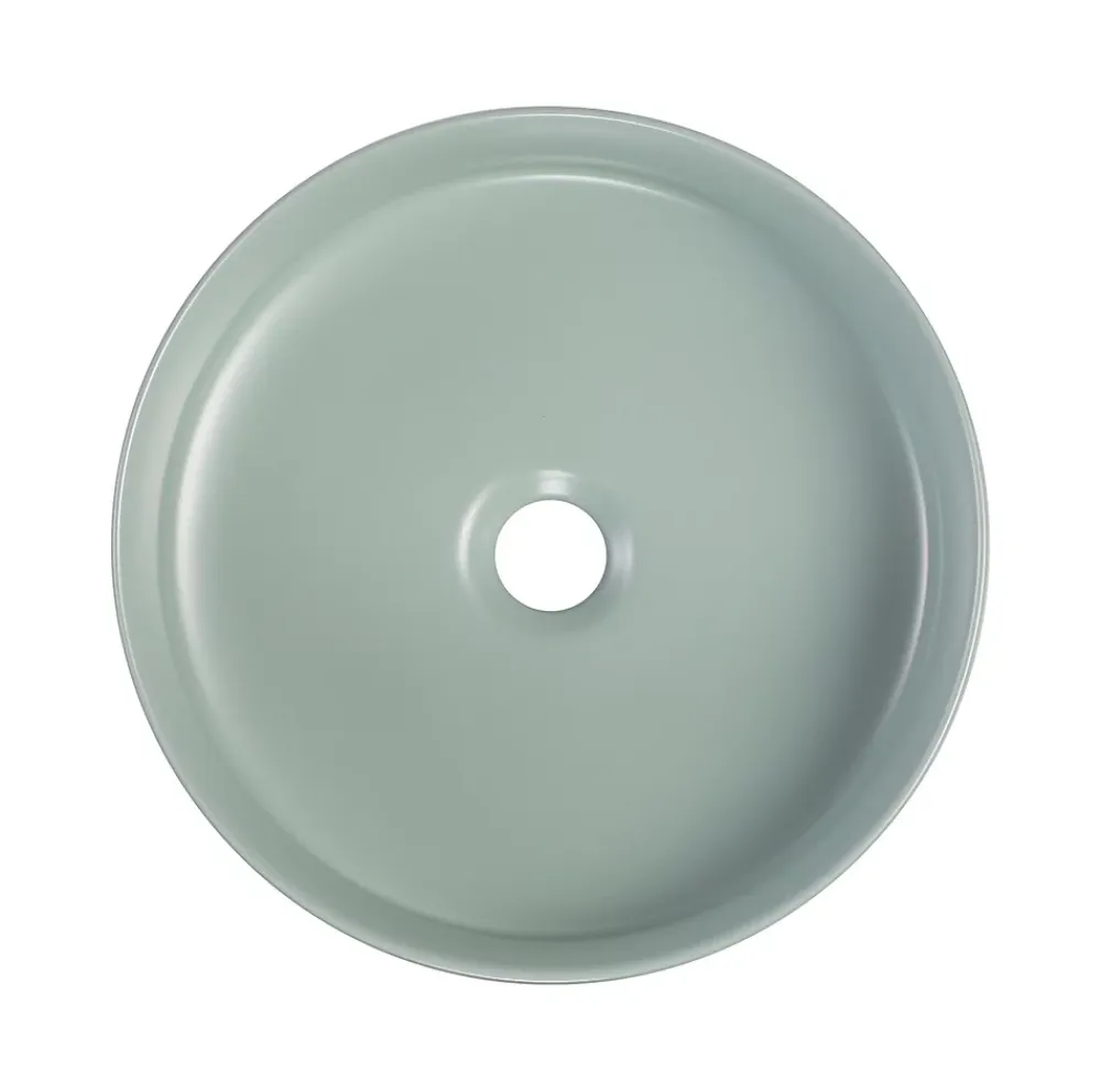 Homesight Vasque à poser ronde céramique vert sauge Ø36 x H.12 cm Romeo