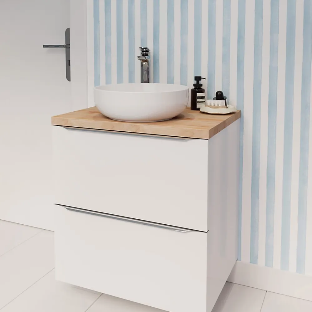 Vasque À Poser|GoodHome Vasque à poser ronde céramique blanc brillant Cavally