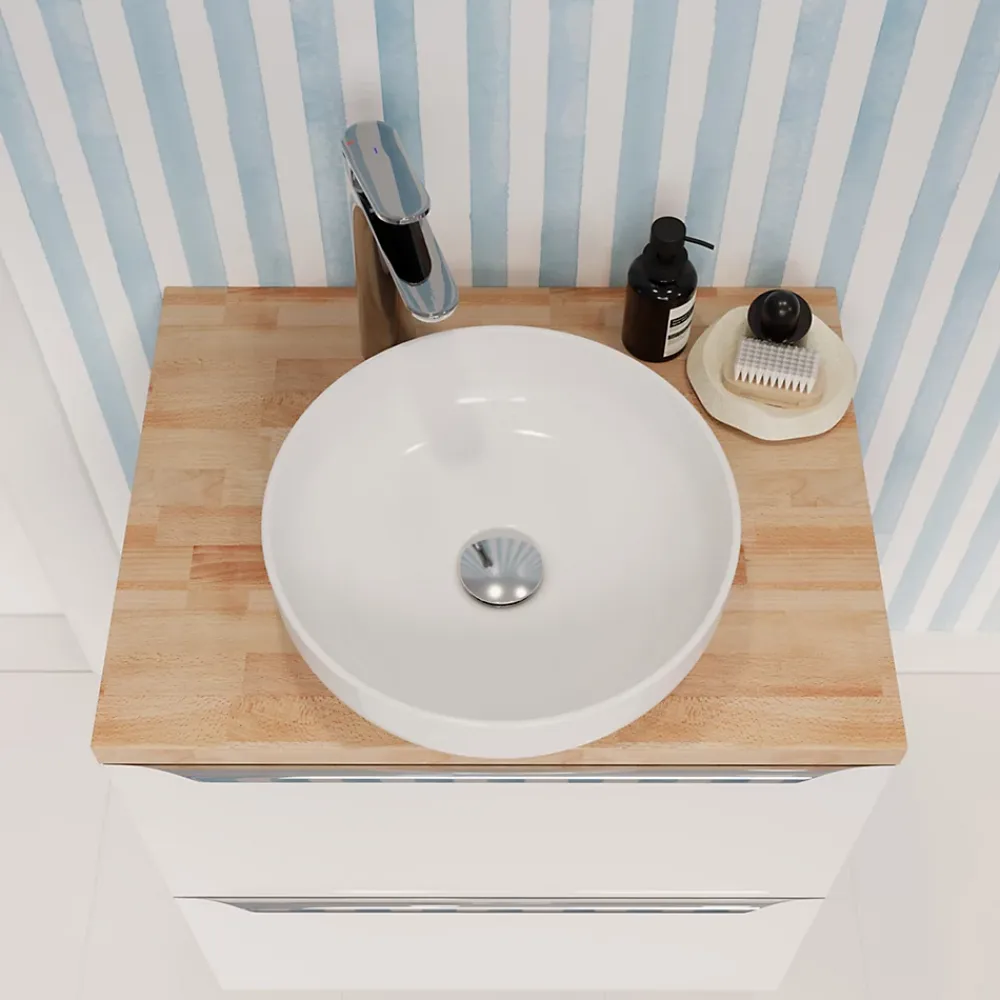 Vasque À Poser|GoodHome Vasque à poser ronde céramique blanc brillant Cavally