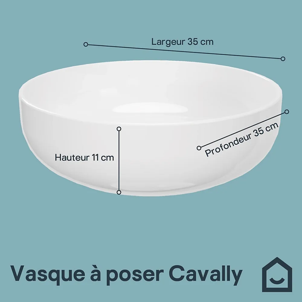 Vasque À Poser|GoodHome Vasque à poser ronde céramique blanc brillant Cavally