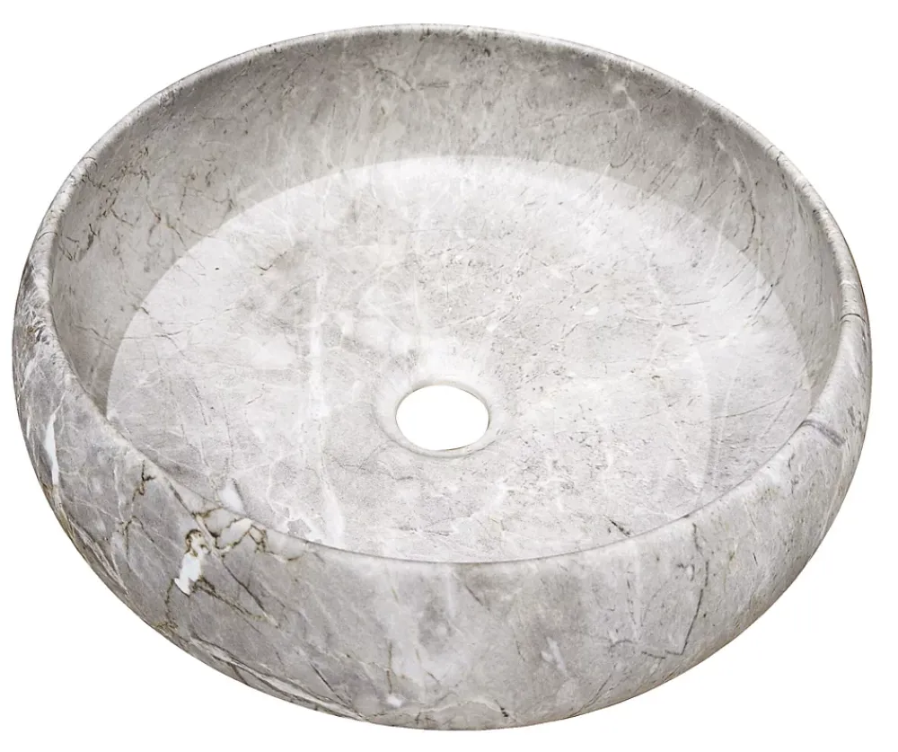 Ondee Vasque à poser ronde en céramique effet marbre gris Sora