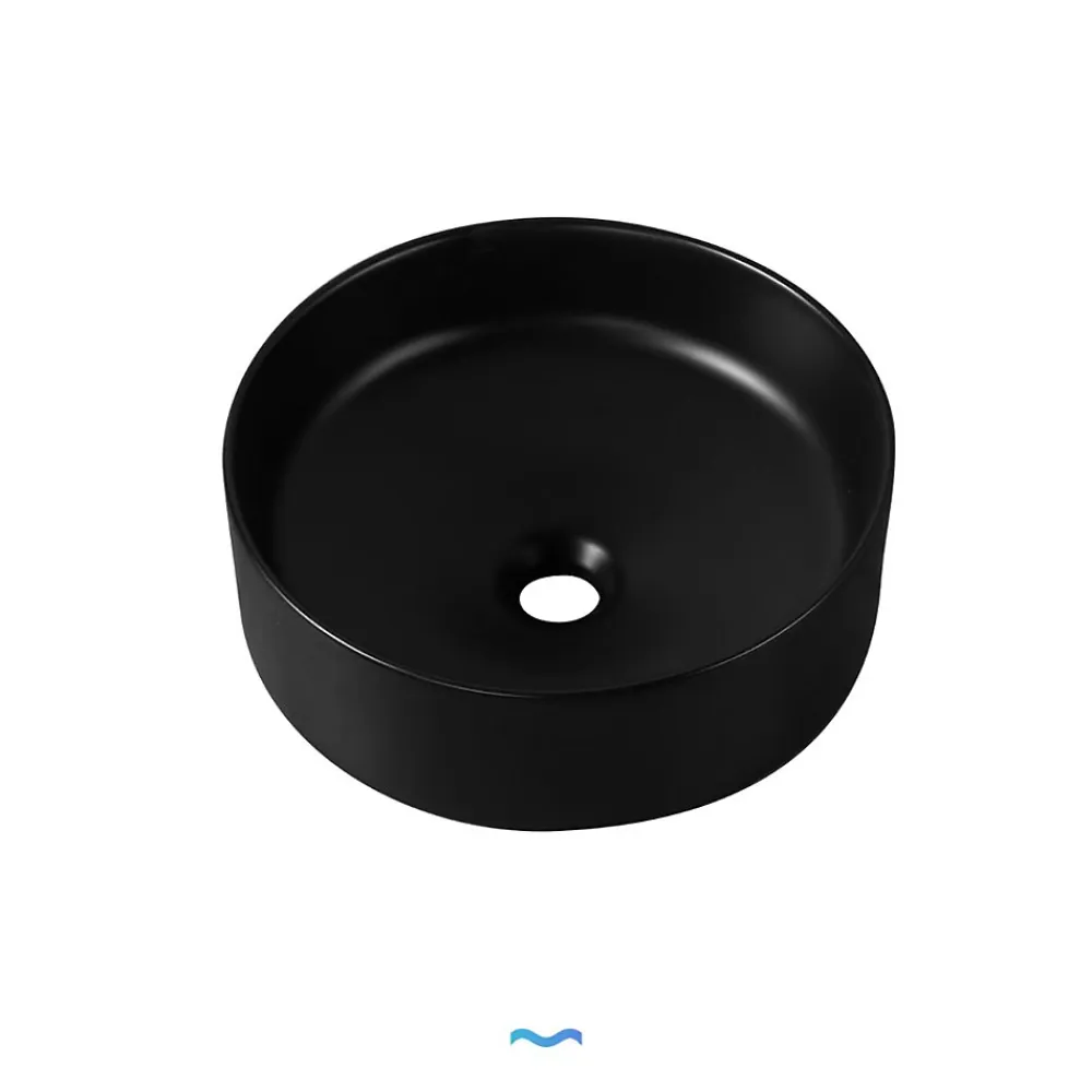 Dileci Vasque à poser ronde en céramique noir -