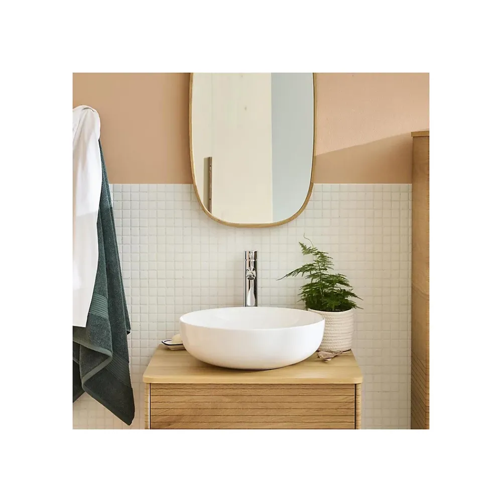 Mob-In Vasque à poser ronde en céramique blanche 42cm